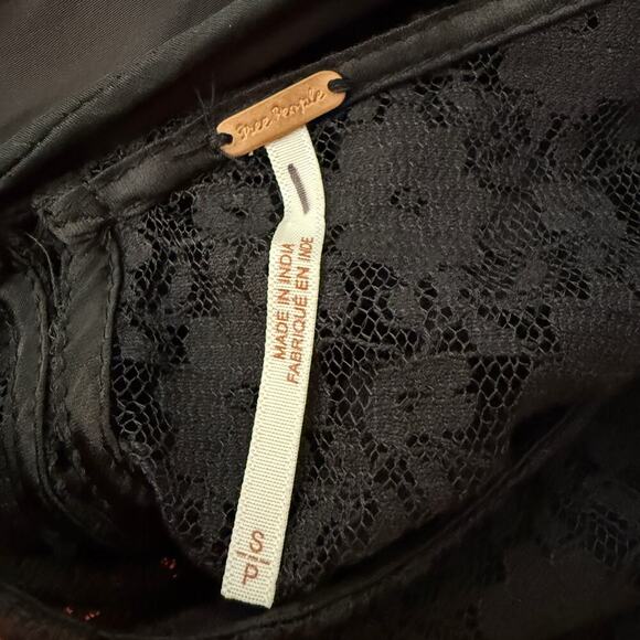 Free People Lace Satin Chemise Slip Dress | Black | Dainty Feminine Romantic | S - Picture 3 of 11